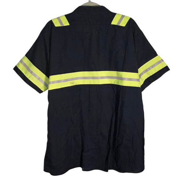 Set of 2 Cintas 833-20 Hi-Vis Work Shirts L Navy Blue Short Sleeve Comfort Flex - Picture 3 of 6